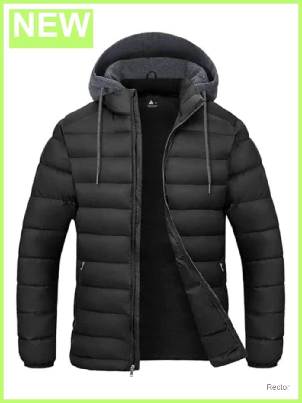 Mens Lightweight Puffer Jacket Hooded Quilted Water Resistant Warm Winter Zip